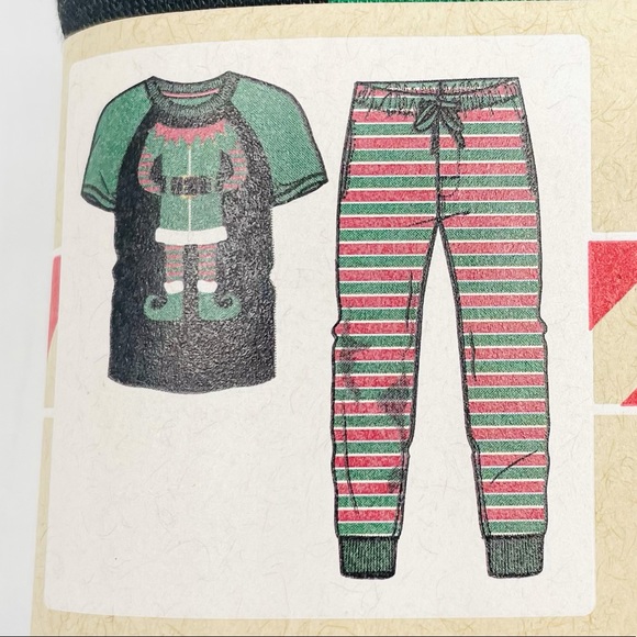 NWT holiday traditions 2 piece Elf pajama set green red white stripe size small - Picture 6 of 8